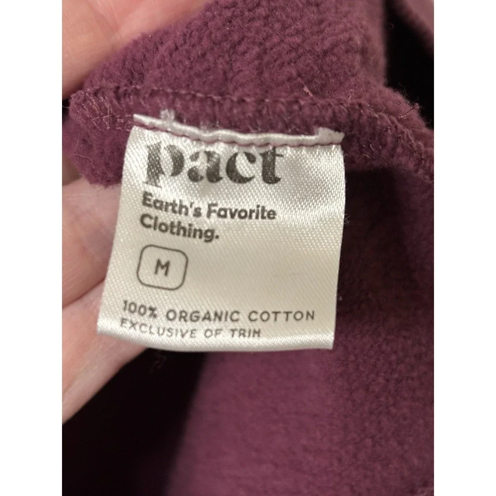 Pact Organic Cotton Crew Neck Pullover Boxy Sweatshirt Womens M Burgundy Kisses - Picture 4 of 6